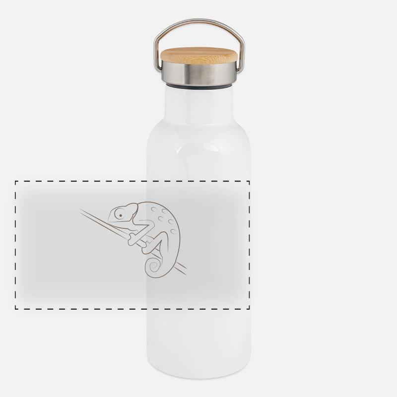 chamaeleon Panorama Thermosflasche mit Bambusdeckel