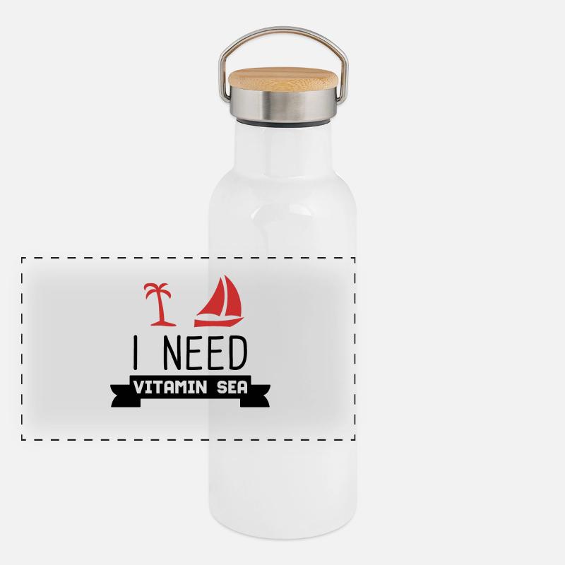 URLAUB Panorama Thermosflasche mit Bambusdeckel