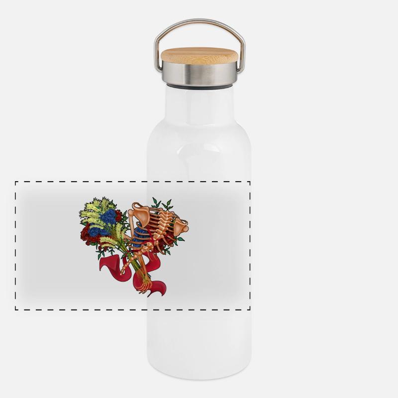 floral Wirbelsäule Panorama Thermosflasche mit Bambusdeckel