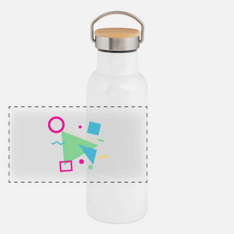 Vintage Muster | Retro | Geschenk Idee Panorama Thermosflasche mit Bambusdeckel