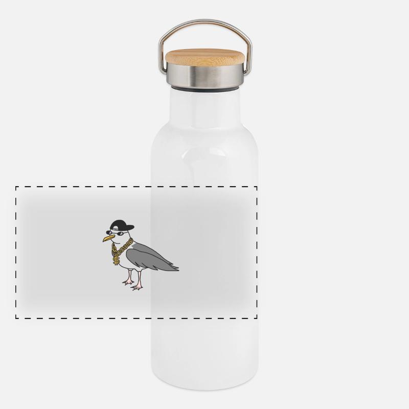 Rappeur mouette Gourde isotherme avec bouchon en bambou