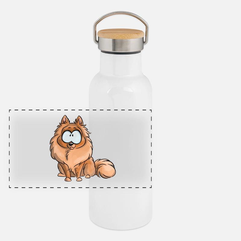 Ich bin Deutscher Spitzzwerg Panorama Thermosflasche mit Bambusdeckel