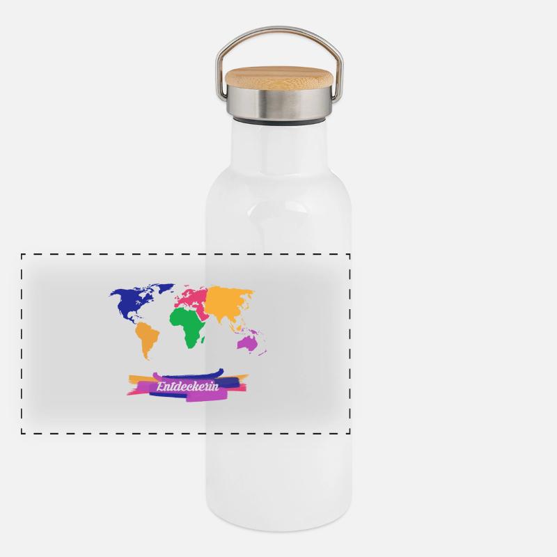 Discoverer voyage du monde Gourde isotherme avec bouchon en bambou