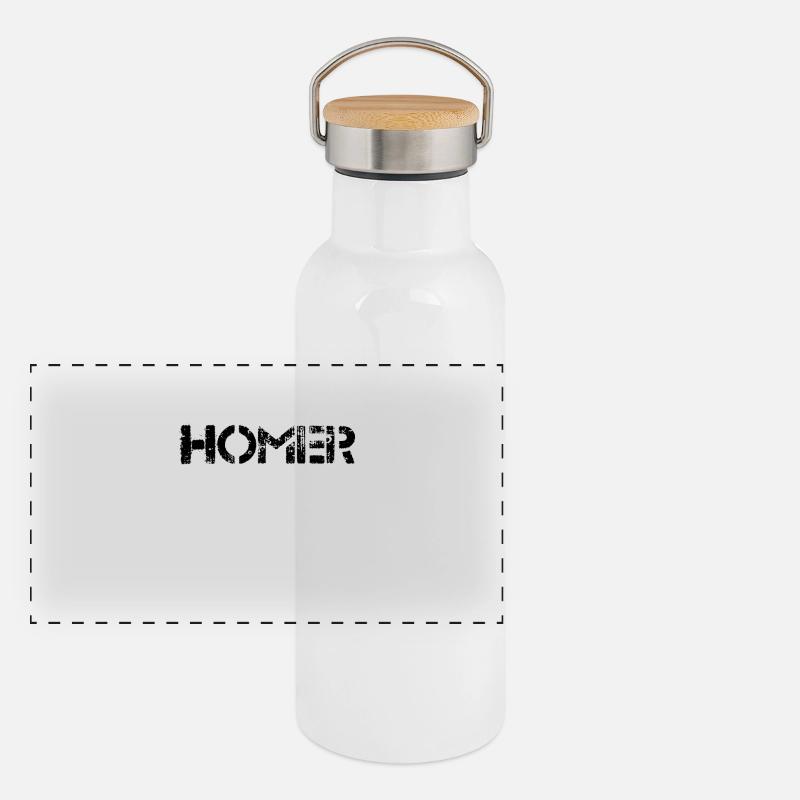 Homer (noir) Gourde isotherme avec bouchon en bambou