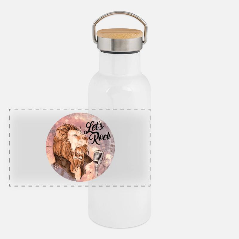 Lion au micro De Let’s Rock Gourde isotherme avec bouchon en bambou