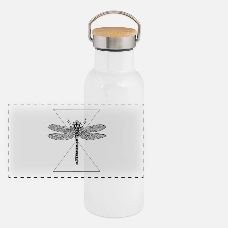 Dragonfly Panorama Thermosflasche mit Bambusdeckel