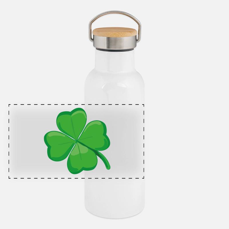 Kleeblatt Glücksbringer St. Patricks Klee Clover Panorama Thermosflasche mit Bambusdeckel