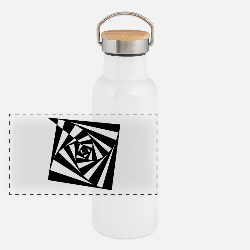 Spiral Tribe psychedelische Illusion Panorama Thermosflasche mit Bambusdeckel