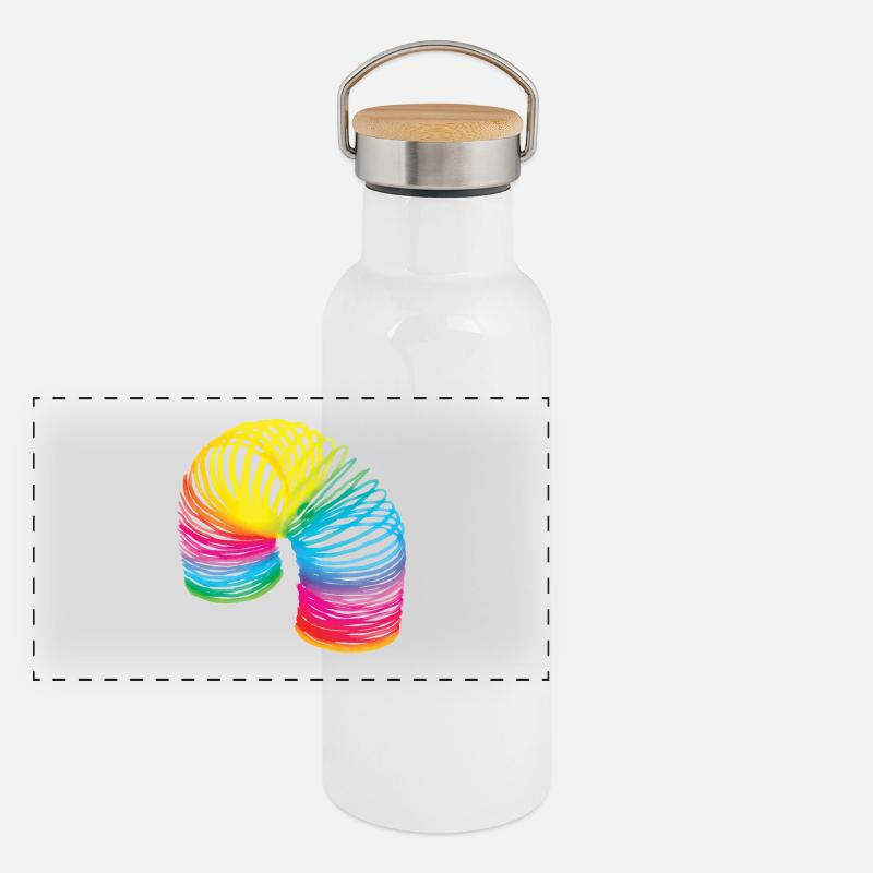 80ies Spirale BuJa Panorama Thermosflasche mit Bambusdeckel