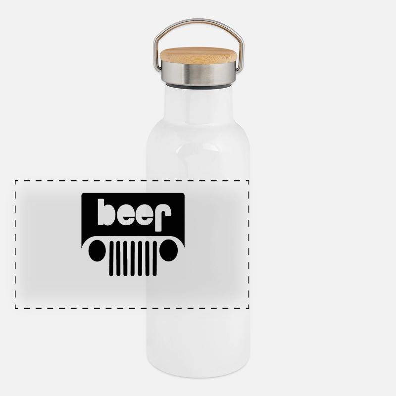 beer / Jeep motive Cooles Beer design Geschenkidee Panorama Thermosflasche mit Bambusdeckel