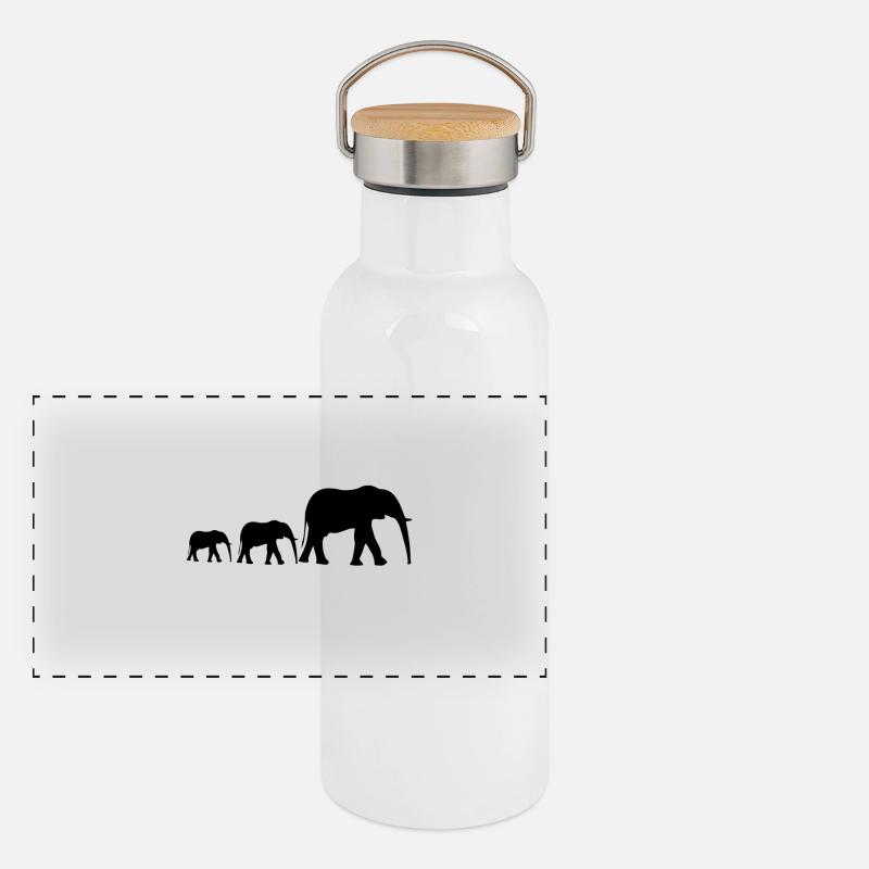 elephant family Panoramic Thermal Bottle with Bamboo Lid