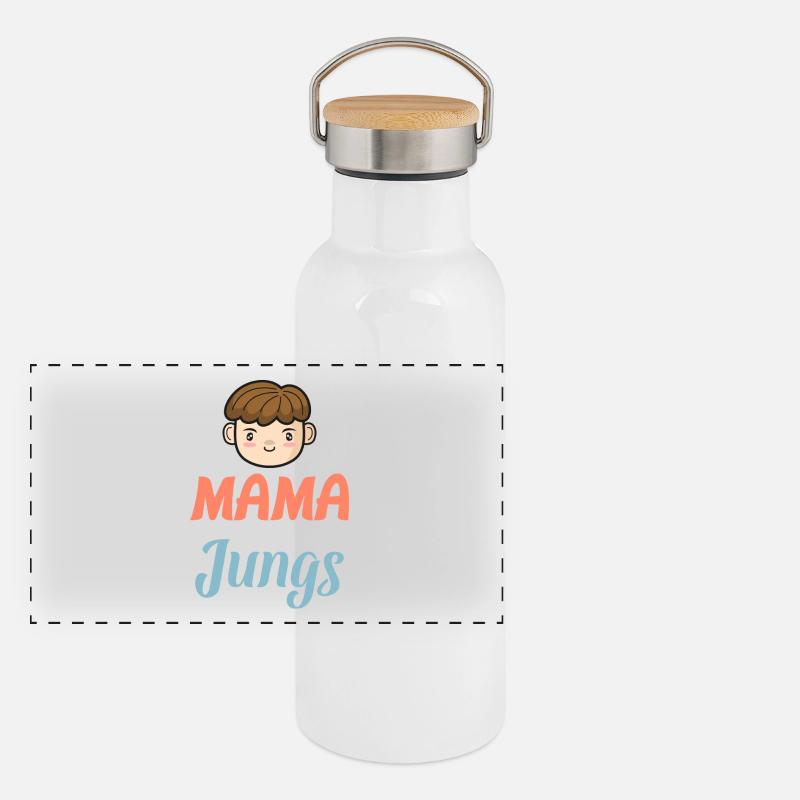 Mama von Jungs - Coole starke Mutter Geschenk Panorama Thermosflasche mit Bambusdeckel