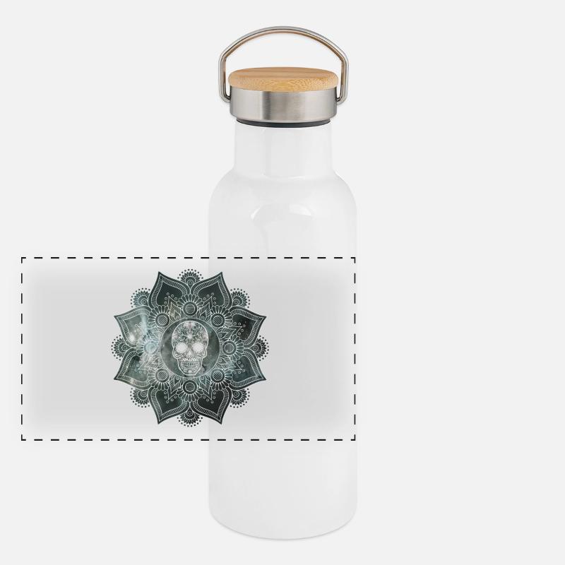 Crâne de Mandala Gourde isotherme avec bouchon en bambou