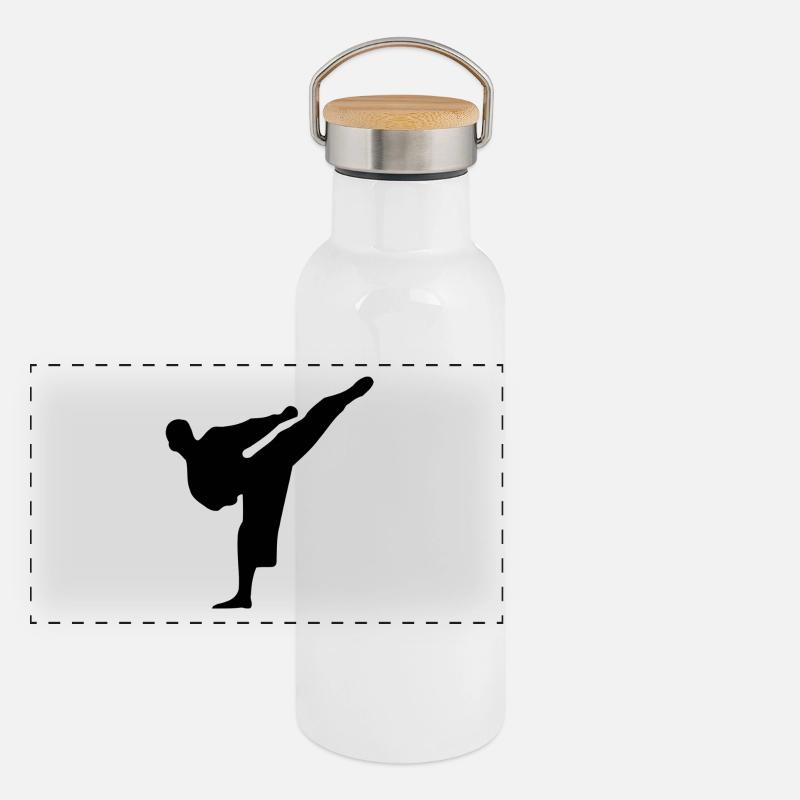 martial Arts Panoramic Thermal Bottle with Bamboo Lid