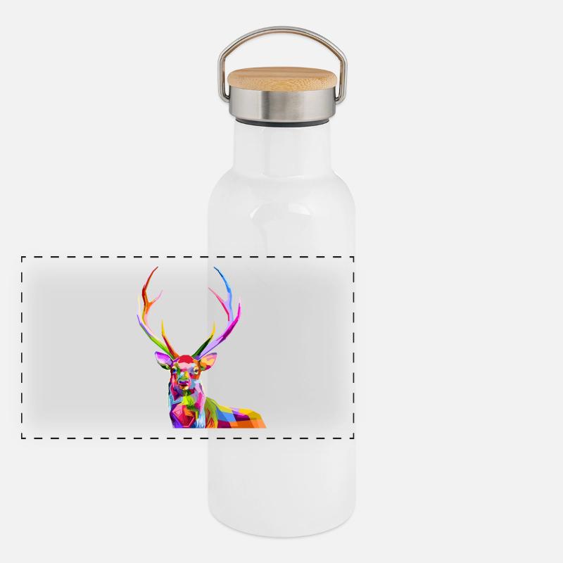 cerf Gourde isotherme avec bouchon en bambou