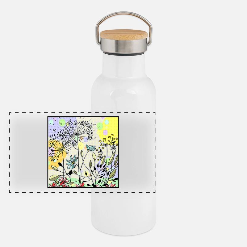 Löwenzahn auf der Wiese Panorama Thermosflasche mit Bambusdeckel