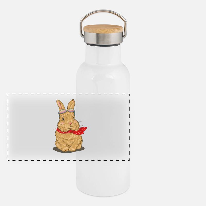 Lapin doux avec écharpe Gourde isotherme avec bouchon en bambou