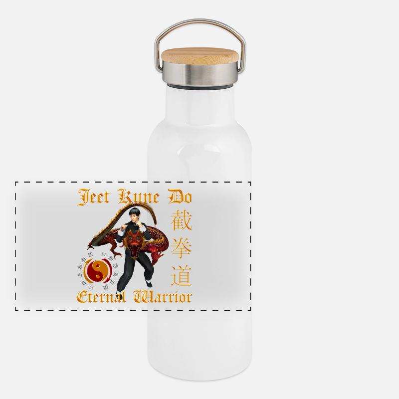 Jeet Kune Do Krieger Panorama Thermosflasche mit Bambusdeckel
