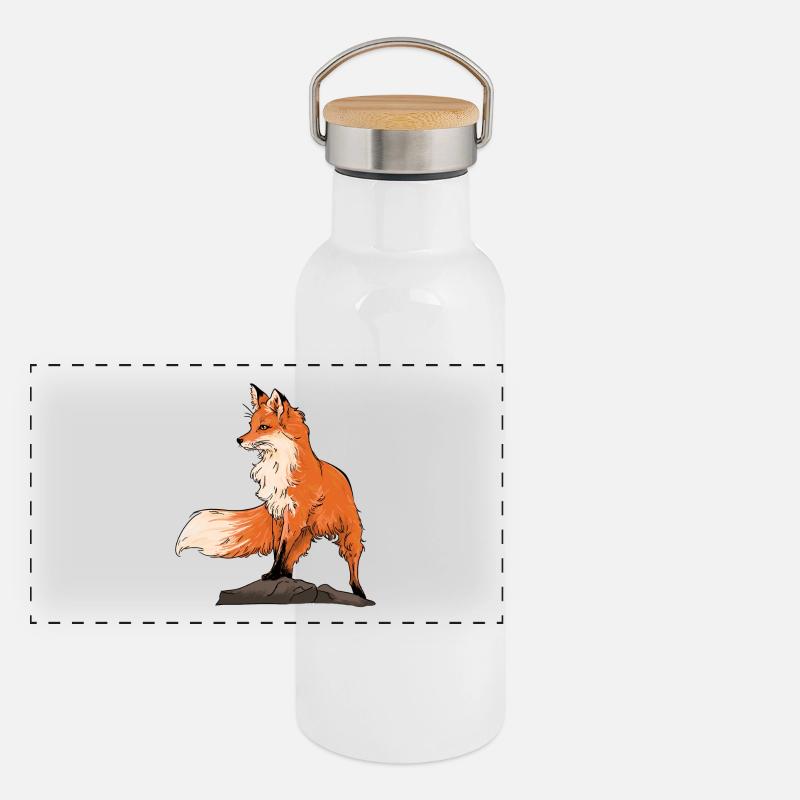 Schöner Fuchs Panorama Thermosflasche mit Bambusdeckel