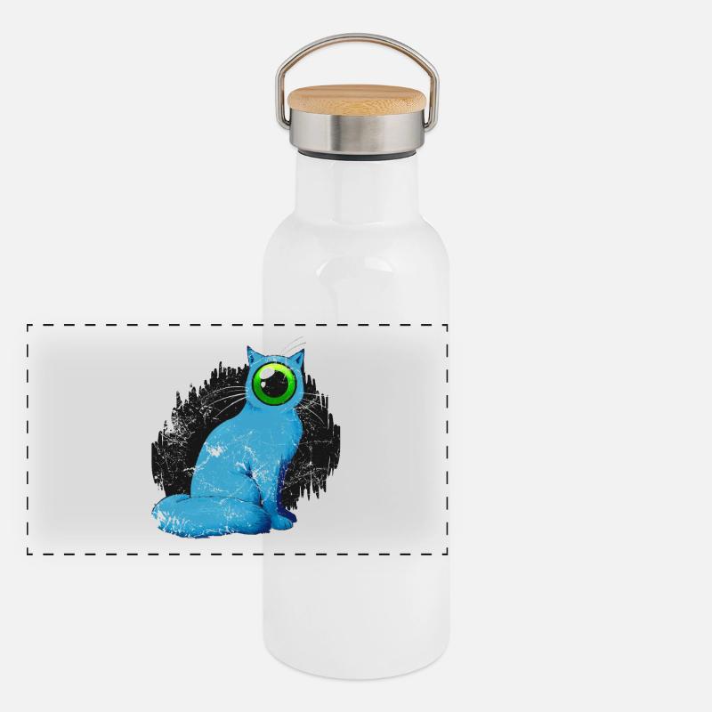 Zyklop Katze Weird Panorama Thermosflasche mit Bambusdeckel