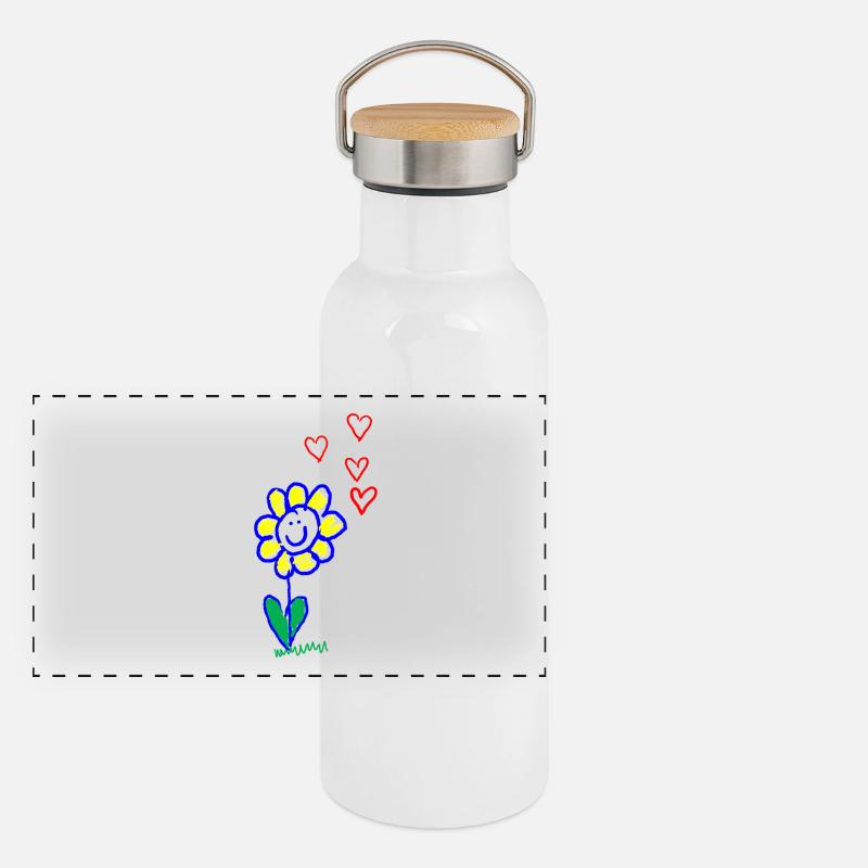 Fröhliche Blume Panorama Thermosflasche mit Bambusdeckel