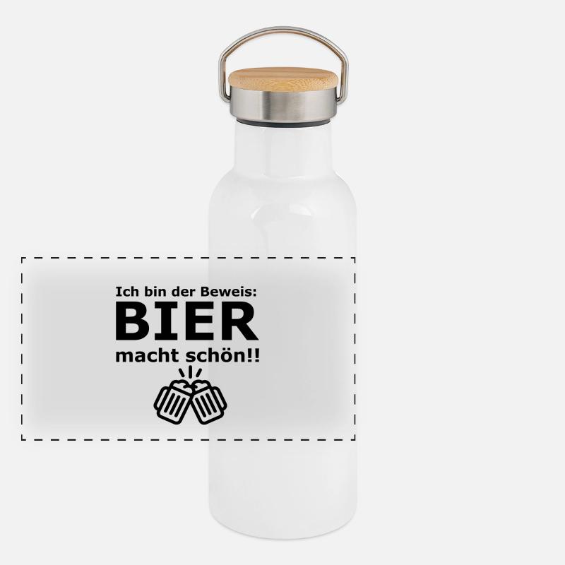 Bier macht schön! Panorama Thermosflasche mit Bambusdeckel
