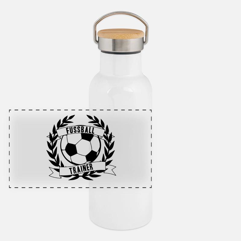 Football coach banner gift idea World Cup - Panoramic Thermal Bottle with Bamboo Lid - white