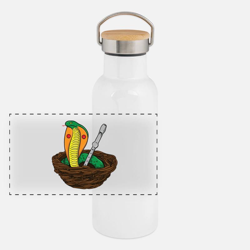 Cobra - Schlange - Boa Mamba Gift Tier Panorama Thermosflasche mit Bambusdeckel