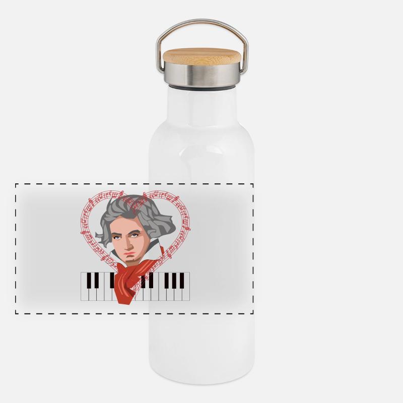 I love Beethoven composer pianist classical Panoramic Thermal Bottle with Bamboo Lid