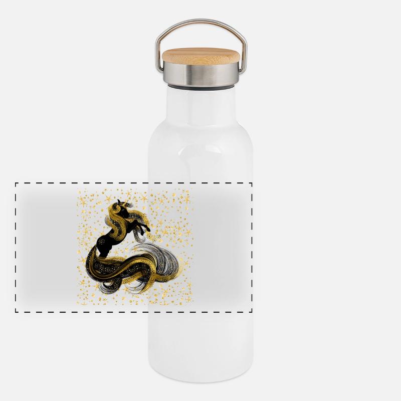 Licorne dorée Gourde isotherme avec bouchon en bambou