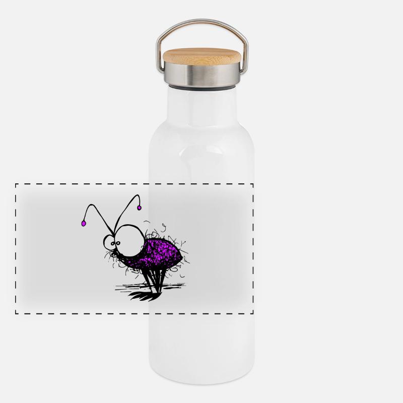 Eintagsfliege Lustige Illustration Panorama Thermosflasche mit Bambusdeckel
