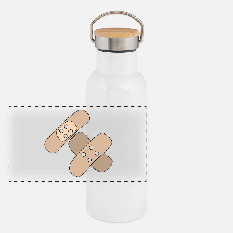 Pflaster, Wunde, Verletzung, Heilung, Geschenkidee Panorama Thermosflasche mit Bambusdeckel