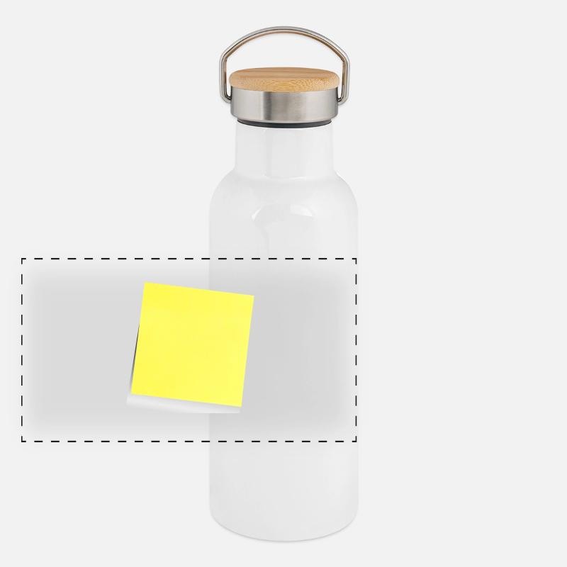 note jaune , adhésif , sticky note Gourde isotherme avec bouchon en bambou