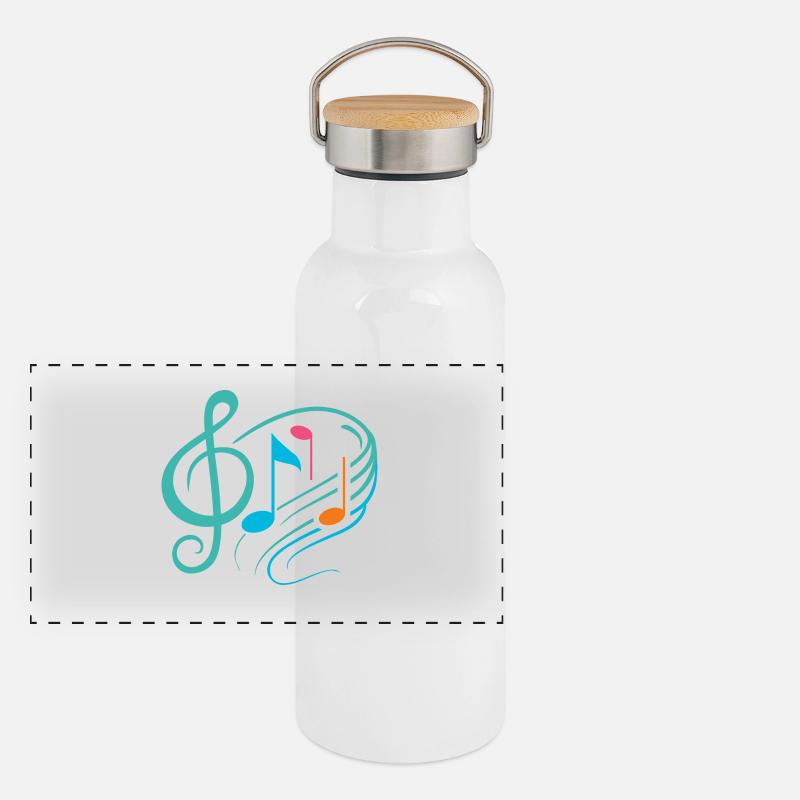 Music Panorama Thermosflasche mit Bambusdeckel