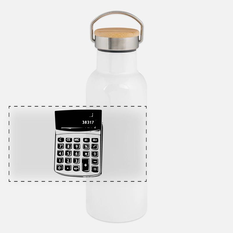 Calculatrice Nostalgie Gourde isotherme avec bouchon en bambou