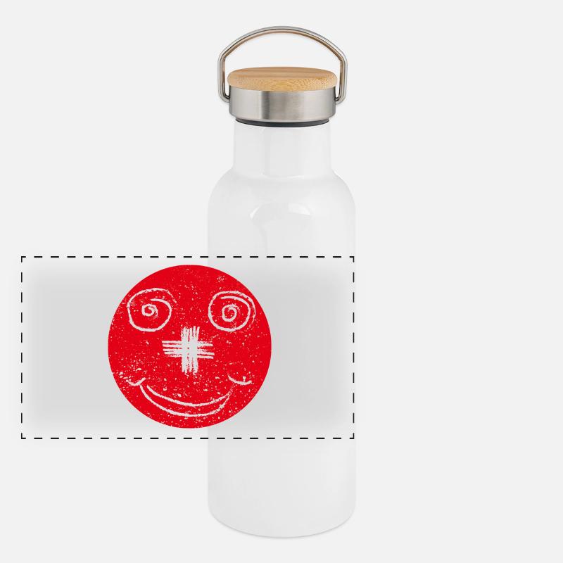 Visage souriant suisse Gourde isotherme avec bouchon en bambou