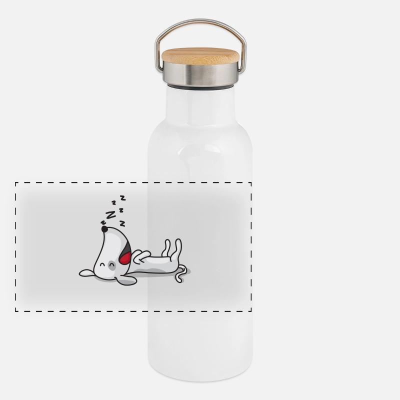 Schlafender Hund Panorama Thermosflasche mit Bambusdeckel