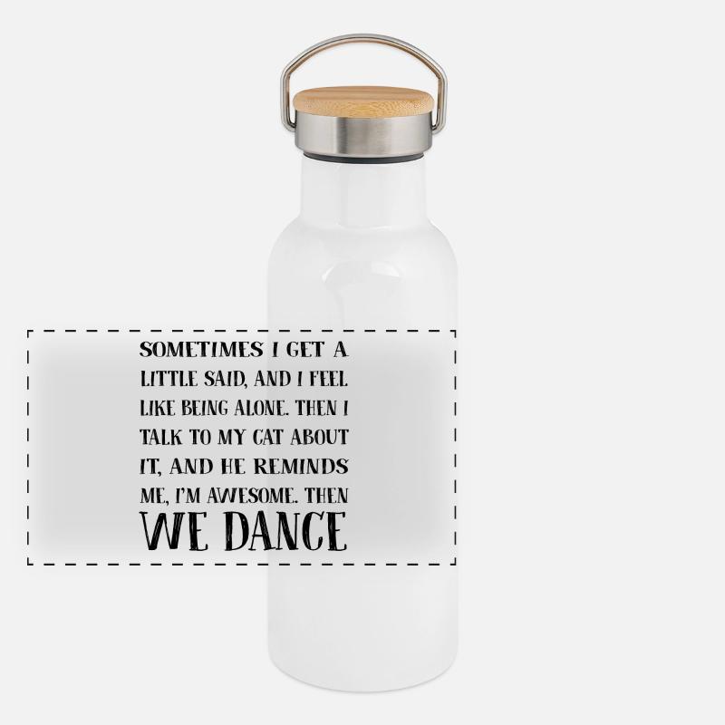 Katze Katzenfreund Panorama Thermosflasche mit Bambusdeckel