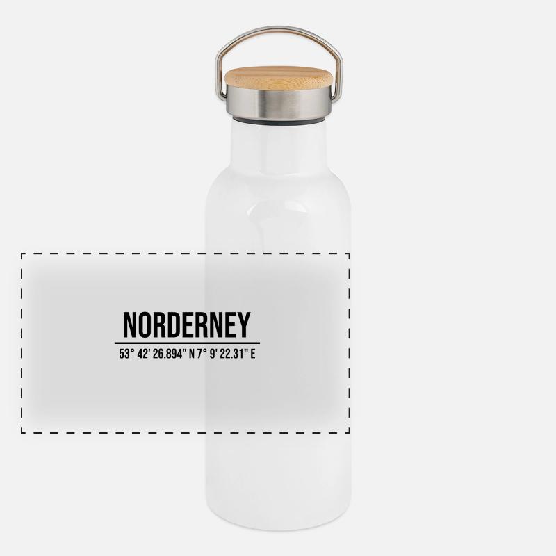Norderney Panorama Thermosflasche mit Bambusdeckel
