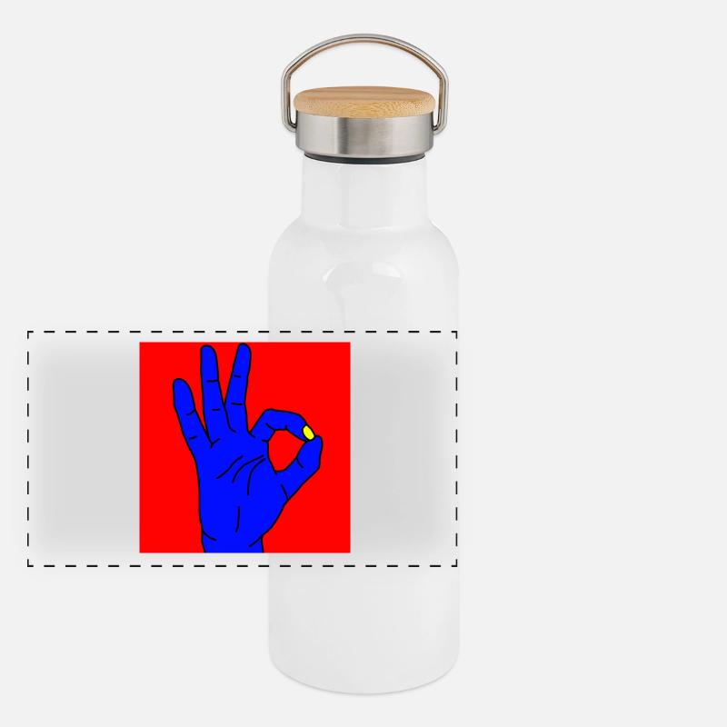 okay, red Panoramic Thermal Bottle with Bamboo Lid