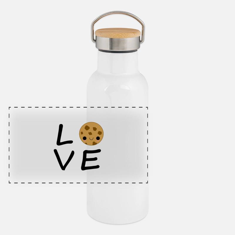 Keks Love Panorama Thermosflasche mit Bambusdeckel