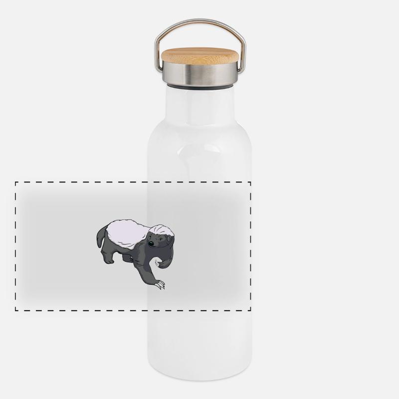 Honig Dachs Panorama Thermosflasche mit Bambusdeckel