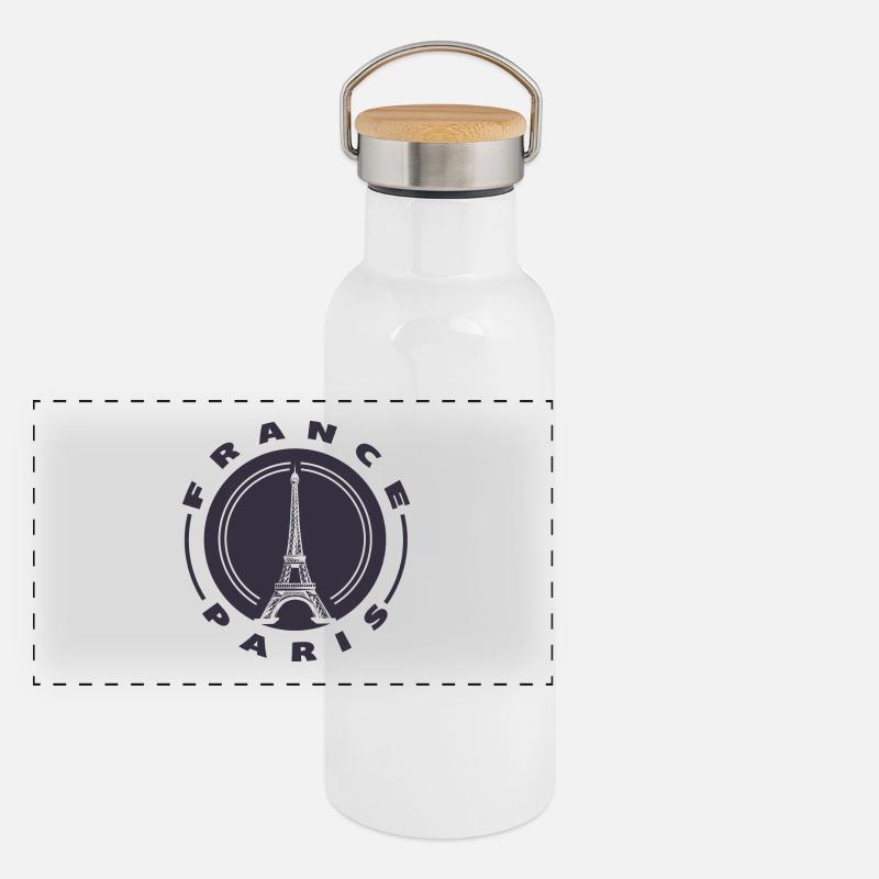 Eifelturm Paris Panorama Thermosflasche mit Bambusdeckel