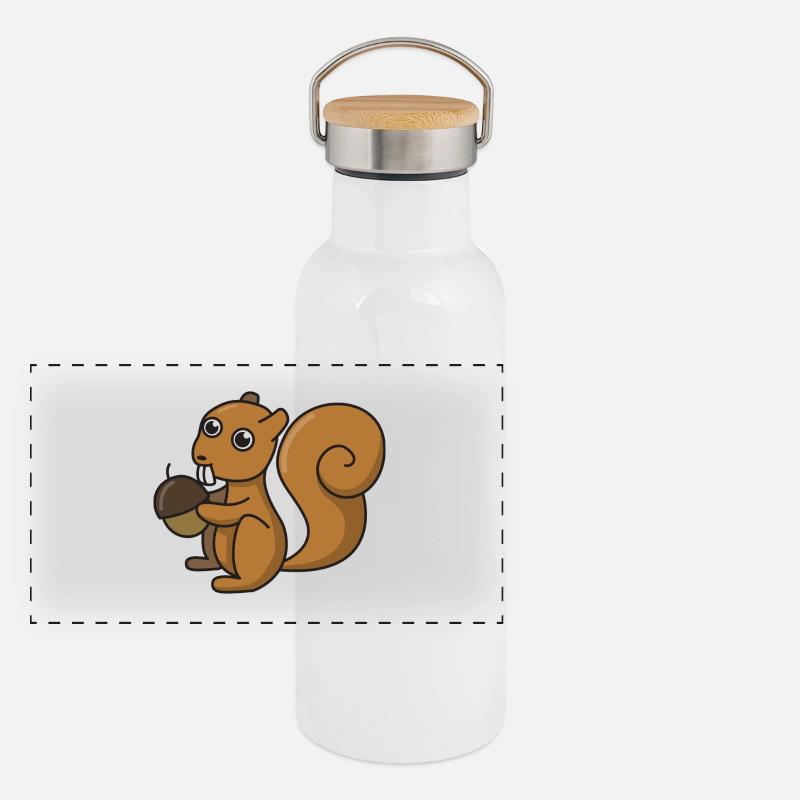 Écureuil, dessin animé, cadeau, écrou, forêt, animaux, enfants Gourde isotherme avec bouchon en bambou
