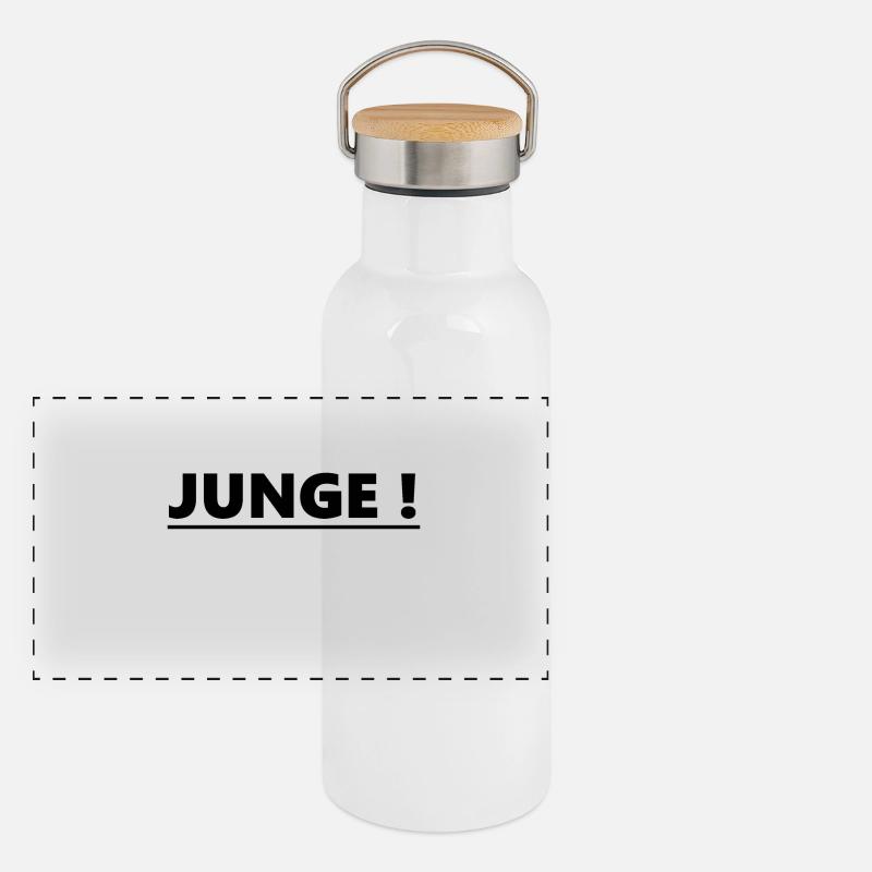 Junge! Provokativ Spruch Text Geschenk Idee Panorama Thermosflasche mit Bambusdeckel