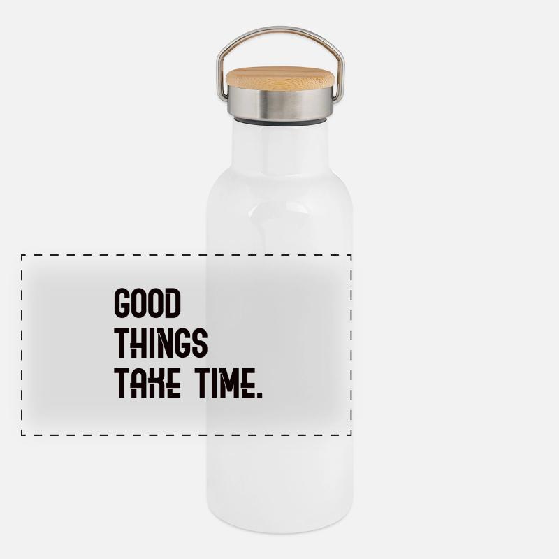 Good Things Take Time - lettering Panoramic Thermal Bottle with Bamboo Lid