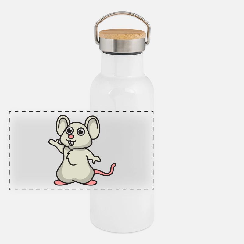 Mouse cartoon mice gift pet animal cute Panoramic Thermal Bottle with Bamboo Lid