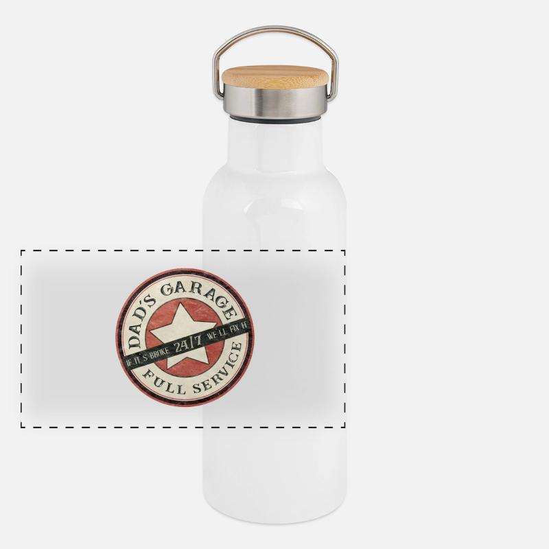 Dad's Garage, Workshop, Panoramic Thermal Bottle with Bamboo Lid