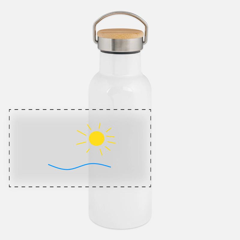 Sonne und Meer Panorama Thermosflasche mit Bambusdeckel