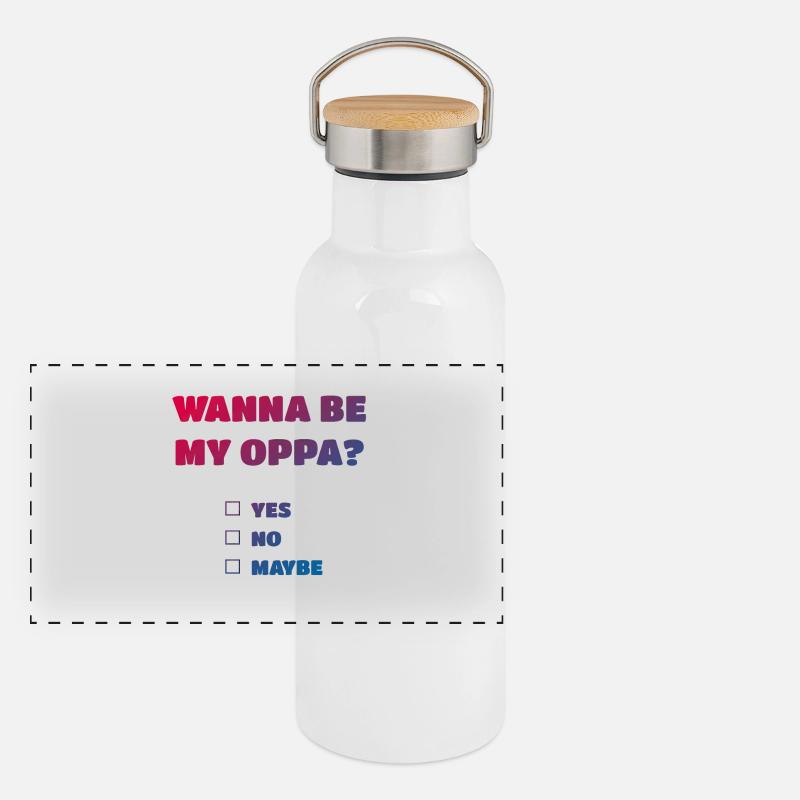Wanna be my Oppa Panorama Thermosflasche mit Bambusdeckel